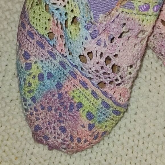 Faded Glory y2k Retro Rainbow Pastel Crochet Lace Kids tie dye shoes 🌈5 for $25 - Picture 2 of 9